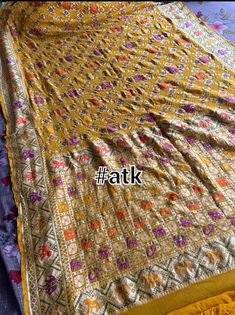 1.this is beautiful pure khaddi gorhet  tilfi rai babdej patola singie weaving bandni sari for haidi ceremony with running blouse piece  2.this sari is 5.5 mt length 3.this is a very elegant looking sari for all occasions like weddings and other formal events  4.fall n pico is complimentary 5.blouse can be made as per the requirements of the clients with proper measurements.stiching charges will be extra m6.plz check the availability of the sari before placing the order Traditional Transitional Bandhani Print Dupatta, Traditional Jamawar Dupatta With Bandhani Print, Transitional Jamawar Dupatta With Bandhani Print, Transitional Bandhani Print Jamawar Dupatta, Traditional Bandhani Print Jamawar Saree, Jamawar Bandhani Print Saree For Traditional Ceremonies, Semi-stitched Gold Bandhani Print Saree, Traditional Gold Dupatta With Bandhani Print, Traditional Gold Bandhani Print Dupatta