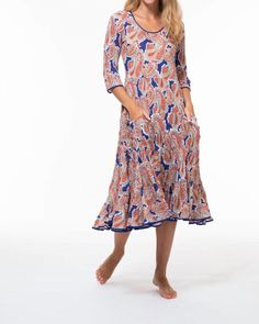 The perfect length dress does exist. A flattering bias cut, bodice dress with full-tiered skirt and front pockets. Elegant and comfortable made from pure hand block printed cotton. True to size. Machine wash cold. Paisley and Pomegranate Ruby Cotton Sun Dress in Calypso Paisley | Calypso Paisley | Dresses | Materials & Care Instructions: ['100% Cotton', 'Imported'] Ivory Cocktail Dress, Dresses Materials, Vici Dress, White Floral Midi Dress, Paisley Color, Zara Black Dress, Prom Midi Dress, Velvet Cocktail Dress, Green Lace Dresses