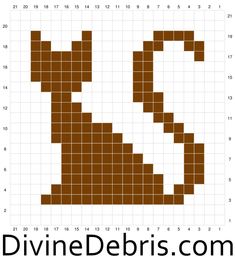 a cross stitch pattern with the shape of a dog's head in brown and white