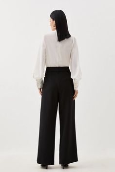 A timeless staple for any sophisticated workwear collection, these tailored trousers are cinched in a corset style at the waist, while an airy wide leg style drapes to a full length. Crafted from sumptuous compact stretch fabric for a softly comfortable fit.Wide leg trousersTailoredBelt loopsRegular length Elegant Wide-leg Formal Culottes, Elegant Wide-leg Pantsuit For Office, Elegant Formal Wide-leg Culottes, Elegant High-waisted Wide Leg Pants For Semi-formal Occasions, Elegant High Waist Evening Culottes, Elegant High-waist Evening Culottes, Elegant Fitted Wide Leg Culottes, Elegant Wide Leg Culottes For Business Casual, Elegant Wide Leg Pants For Work