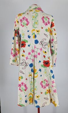 Bill Blass for Bond Street Vtg 60s Flower Watercolor Art Denim Trench Mod Jacket | eBay Retro Multicolor Summer Outerwear, Retro Cotton Outerwear For Spring, Spring Vintage Outerwear With Vintage Print, Vintage Spring Daywear Outerwear, Vintage Cotton Outerwear For Spring, Vintage Spring Outerwear For Daywear, Vintage Outerwear For Spring Daywear, 1950s Style Long Sleeve Outerwear For Spring, Vintage Multicolor Spring Outerwear