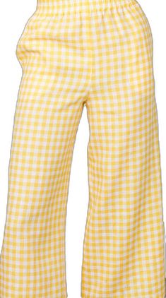 Trendy Wide Leg Linen Bottoms, Trendy Linen Wide Leg Pants For Spring, Summer Wide-leg Capris With Pockets, Wide Leg Summer Capris With Pockets, Summer Wide Leg Capris With Pockets, Cotton Straight Culottes For Spring, Yellow Relaxed Fit Wide Leg Pants, Yellow Linen Bottoms For Spring, Summer Cotton Culottes