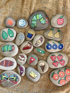 many rocks have different designs on them