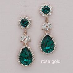 two pairs of green and white crystal earrings