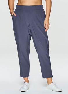 Perfect for everyday wear, traveling, workouts and more, you'll love the Plus Everyday Ribbed Ankle Pant. These versatile ankle length pants are constructed from our breathable, quick drying stretch woven fabric and have a ribbed waistband and side leg detailing. The flat elastic waistband provides both a secure and flattering fit, and sizable side pockets conveniently hold your cell phone and other necessities. Complete with slits at the ankles, faux back pockets and front fly detail, these fas 4-way Stretch Ankle-length Yoga Activewear, Sports Bottoms With 4-way Stretch And Ankle-length, Yoga 4-way Stretch Ankle-length Activewear, Comfort Stretch Ankle-length Activewear Pants, Athleisure Capri Length Pants, Comfort Waistband Ankle-length Activewear Pants, Versatile Ankle-length Yoga Pants With 4-way Stretch, Cruise Outfits, Ankle Length Pants