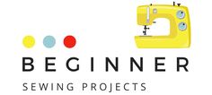 the beginner sewing projects logo is shown with a sewing machine and polka dot dots