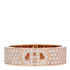 This is an authentic HERMES 18K Rose Gold Diamond PM H D'Ancre Pave Ring size 53 or 6.25. The ring is crafted of 18 karat rosegold and features a Chaine D'Ancre motif set with diamonds, approximately 1.12 total carat weight. Luxury Pink Gold Diamond Ring With Brilliant Cut, Luxury Brilliant Cut Pink Gold Diamond Ring, Luxury 14k Rose Gold Diamond Ring For Formal Occasions, Luxury 14k Rose Gold Diamond Ring With Accents, Luxury Pink Gold Diamond Ring For Anniversary, Rose Gold Diamond Ring For Everyday Luxury, Designer Rose Gold Diamond Ring For Anniversary, Luxury Pink Gold Diamond Anniversary Ring, Designer Rose Gold Rings For Formal Occasions