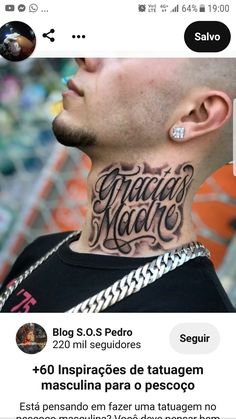 a man with a tattoo on his neck is looking at the camera and has an instagram