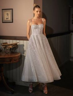 Sparkle Princess Glittery Dress In White | Private Label Styles Sequin Top Wedding Dress, Wedding Dress Trend 2023, Wedding Dress 2023 Summer, Berta Bridal 2023, 2023 Dress Trends Party, Berta Sparkle Wedding Dress, Wedding Dress 2023 Trends Summer, Berta Wedding Dress Sparkle, Wedding Dress Sparkling