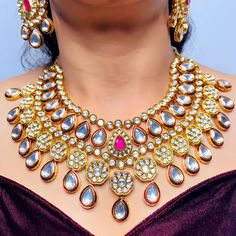 Exotic and snag-free kundan beaded necklace set with earrings. This is a stylish set with White Kundan. This set will work well with traditional, formal, and western formals. Option 1: White Color (D765) Option 2: Red Color (D766) Eye-catching and unique jewelry that will set you apart. Gift this piece to a loved one, and see their face light up with joy. Best for gifting or for personal use, wear it to any occasion and become the spotlight. Western Formals, Necklace Set With Earrings, Silver Pooja Items, Glass Bangles, Silver Toe Rings, Gold Chain With Pendant, Kundan Necklace, Kundan Earrings, Kundan Necklaces