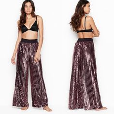 These Beautiful Wide Leg Sequin Pants Are Super Luxurious! The Are Made Completely From Sequins Except For The Waist. Look Like A Million Bucks In These Sparkly Sequin Pants. I Can Just Picture These For New Years, A Fancy Sleepover Or You Can Wear Then Whenever You Want To Feel Extra Special. These Are No Longer Available In Store Or Online. Brand: Victoria's Secret Size: L Condition: New With Tags Retail: $89.50 Plus Tax Bundle And Save Rare, Hard To Find Perfect Holiday Gift! Elegant Pink Bottoms For Night Out, Victoria's Secret Pink Pants For Loungewear, Spring Loungewear Pants By Victoria's Secret, Pink High Waist Bottoms For Evening, Victoria's Secret Loungewear Pants For Spring, Victoria's Secret Spring Loungewear Pants, High Waist Pink Evening Bottoms, High Waist Pink Bottoms For Evening, Chic Pink Loungewear Pants