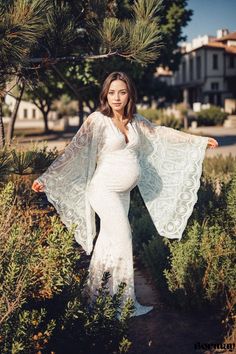 Bormay - White Sexy Deep V-neck Trumpet Sleeve Lace Sheer Bodycon Maxi Dress Bodycon Mermaid Dress, White Lace Bodycon Dress, Lace Lanterns, Fitted Pencil Dress, White Lace Bodycon, White Fitted Dress, Elegant Bodycon Dress, Pregnant Wedding Dress, White Bodycon