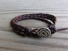 Braided Leather Wrap Bracelet Antique Brown Leather Cord With Celtic Knot Button Closure - Etsy Handmade Vintage Brown Braided Bracelets, Vintage Handmade Brown Braided Bracelets, Vintage Brown Handmade Braided Bracelets, Vintage Adjustable Brown Braided Bracelets, Adjustable Vintage Brown Braided Bracelets, Adjustable Brown Vintage Braided Bracelet, Adjustable Brown Braided Vintage Bracelet, Hand-wrapped Brown Braided Bracelets For Friendship, Brown Hand Wrapped Braided Bracelets For Friendship