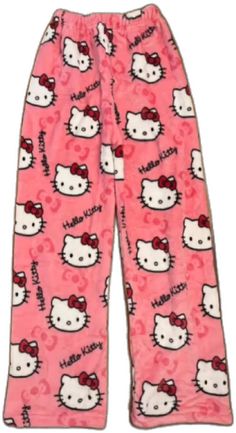 Cute Cotton Bedtime Pants, Cute Pink Cotton Pants, Cute Hello Kitty Print Pants For Pajama Party, Cute Pants With Hello Kitty Print For Pajama Party, Casual Cotton Bottoms With Hello Kitty Print, Cute Loungewear Pants With Elastic Waistband, Cute Cotton Pants With Elastic Waistband, Fun Pink Bottoms For Sleepover, Cute Bottoms With Elastic Waistband