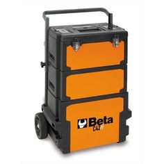 an orange and black case with the word beta on it