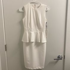 Completely Sold Out Online. Brand New Tags On. 0p- Petite Size White Ruffled Midi Dress For Work, Chic White Peplum Dresses, Calvin Klein Sheath Mini Dress For Work, White Sleeveless Lined Bodycon Dress, Fitted Sheath Dress For Daywear, Calvin Klein Midi Length Dresses For Daywear, Elegant White Peplum Dress, Fitted Calvin Klein Midi Dress For Daywear, Calvin Klein Fitted Midi Dress For Daywear