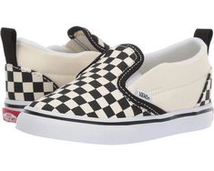 Vans Kids Slip-On V (Infant/Toddler) | Zappos.com Vans Toddler, Vans Checkered, Shoe Size Chart Kids, Vans Kids, Vans Logo, Black And White Baby, Vans Shop, Unisex Shoes, Toddler Kids