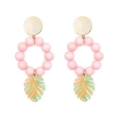 Add a taste of the tropical to your outfit with The LOLA. These hand-crafted earrings will certainly have you dreaming of island life thanks to the marbled acrylic palm leaf drop. In four covetable colorways, there’s a pair for every mood, each adorned with a circular gold post. From sunrise to sunset and wherever you are in the world, say hello to your new favourite statement earrings. Size: 3.5" x 1.6" / 89mm x 40mm Gold-plated pierced earring posts Made from wood and acrylic Designed and hand Green Resin Earrings For Summer, Pink Resin Jewelry For Summer, Summer Pink Resin Jewelry, Resin Earrings For Summer Beach, Summer Beach Resin Earrings, Pink Bohemian Resin Jewelry, Bohemian Pink Resin Jewelry, Trendy Dangle Earrings For Vacation, Trendy Pink Earrings For Vacation