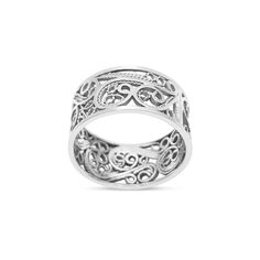 14K White Gold Filigree Ring | Etsy Elegant Silver Carved Engraved Ring, Heirloom Silver Filigree Ring With Intricate Design, Ornate Sterling Silver Filigree Ring With Intricate Design, Ornate Sterling Silver Filigree Ring, Elegant Carved White Gold Rings, Sterling Silver Filigree Ring With Intricate Design, Round Filigree Ring With Intricate Design, Fine Jewelry Filigree Ring With Intricate Design, Silver Sterling Filigree Ring With Intricate Design