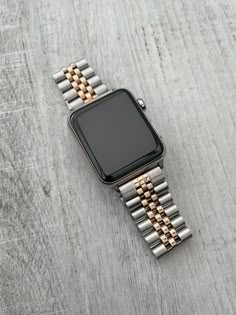 SIlver + Rose Gold Jubilee Stainless Steel Metal Apple Watch Band For Apple Watch Series Ultra 8 7 6 SE 5 4 3 2 1 38mm 40mm 42mm 44mm 49mm  Steel Butterfly Bracelet Strap Give your Apple Watch a taste of the Classic with this Stainless Steel Timeless Apple watch band, for every mood and outfit. The refined stainless steel Band with butterfly clasp falls perfectly on every wrist. Compatible Models: Apple Watch Series Ultra 8 7 6 SE 5 4 3 2 1 38/40/41mm , 42/44/45/49mm  18 cm band length. Can be a Apple Watch Silver, Watch Bracelets, Apple Watch Bracelets, Apple Watch Sizes, Apple Watch 1, Hype Clothing, Bracelet Apple Watch, Apple Watch Ultra, Watch Ultra