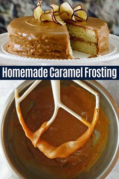 two pictures with different types of cake and frosting