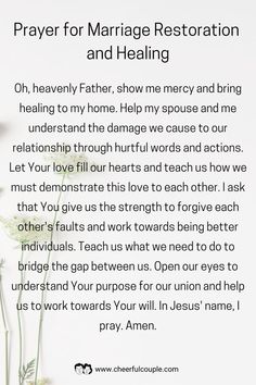 Image of Prayer for Marriage Restoration and Healing Prayers For Marriage, Best Prayers, Healing Marriage, Couples Prayer, Marriage Scripture, Praying Wife