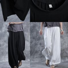 Black linen pants harem pants silk trousersThis dress is made of cotton linen fabric, soft and breathy, suitable for summer, so loose dresses to make you comfortable all the time.One Size: Waist 90cm / 35.1"Hip 145cm / 56.55"Leg Cir 90cm / 35.1"Pants Cuff 41cm / 15.99"length 90cm / 35.1"Materials used: silk, linenPayment: We accept payment by paypal and credit card. if you would like to pay by credit card, please choose payment by paypal, and follow the guide. Paypal allows payment by credit car White Baggy Wide-leg Harem Pants, White Ankle-length Harem Pants, Black Linen Harem Pants For Summer, Summer Black Linen Harem Pants, Spring Solid Harem Pants, Summer Lagenlook Harem Pants With Relaxed Fit, Summer Lagenlook Relaxed Fit Harem Pants, Summer Baggy Lagenlook Harem Pants, White Silk Pants