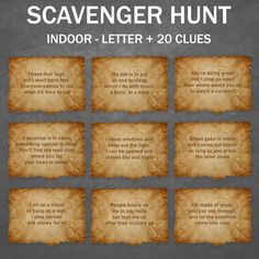 the scavenger hunt - indoor letter and 20 clues