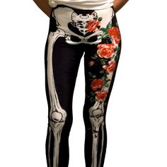 Skeleton Bones With Roses. Black With White Bones And Red Roses. Print On Front Side Black On Back Side. Polyester And Spandex Blend. Very Fitted And Comfortable. Thinner Style Of Legging. Also Available In Xs,S,L,Xl And More. Please Message If You Would Like A Different Size Ordered. Any Additional Questions Please Ask! Feel Free To Make An Offer! Black Skull Print Bottoms For Fall, Halloween Skull Print Black Leggings, Black Skull Print Leggings For Halloween, Halloween Stretch Skull Print Leggings, Fitted Black Leggings With Skull Print, Fitted Halloween Bottoms With Skull Print, Fitted Skull Print Leggings For Halloween, Casual Skull Print Leggings, Trendy Black Bottoms With Skull Print