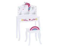 Dream Street Kids Rainbow Unicorn Dress Up Table Set with Mirror | Big Lots Toddler Girl Unicorn Bedroom, Unicorn Room Decor Kids Girls Bedroom, Unicorn Bedroom Ideas Kid Rooms, Unicorn Themed Bedroom, Girls Room Organization, Space Unicorn, Unicorn Room Decor, Unicorn Room, Stars And Hearts