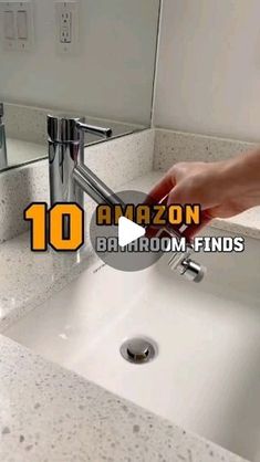 someone is washing their hands in the bathroom sink with an amazon logo over it that says, 10 random bathroom finds