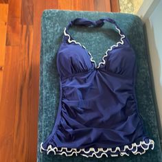 Nwt Your Profile Tankini Halter Top With Ruffle Top Size 10 Cute Summer Vacation Tankini, Teenage Wishlist, Cute Spaghetti Strap Tops, Cute Tankinis, Tankini Aesthetic, Country Jeans, 2000s Outfit, Halter Top Tankini, 2000s Outfits