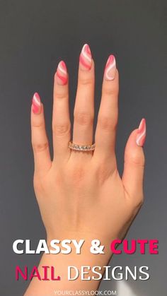 Wavy Nail Design, Pastel Pink Nail Art, Pink Nails Cute, Kendall Jenner Nails, Nail Art Acrylic Nails, Bright Acrylic Nails, Acrylic Nails Almond, Jenner Nails, Pastel Pink Nails