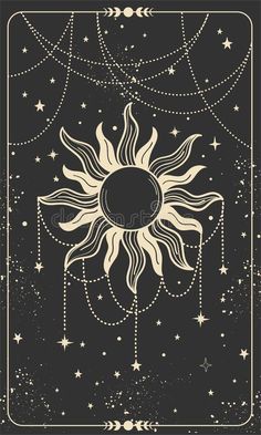 the sun with stars in the sky on a black and white background stock photos, clip art