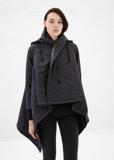 Comme des Garcons COMME Cape Parka in Black #totokaelo #commedesgarcons Jacket Inspiration, Black Cape, Lucerne, Coats And Jackets, Japan Fashion, Casual Coat, Looks Style, Apparel Design