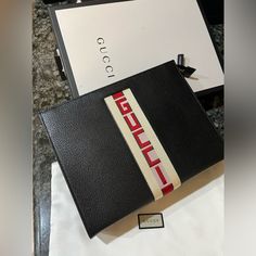 New In Box Men’s Gucci Pouch, Toiletry Bags, Gucci Bags, Gucci Men, Leather Craft, Gucci Bag, Limited Time, Pouch, Gucci