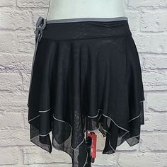 Romwe -Dark Fairycore/Whimsigoth Style -Semi Sheer -Hanky Hem -Cinching Tie At Side -New With Tag Attached Fairycore Academia, Hanky Hem Skirt, Whimsigoth Style, Dark Fairycore, Hanky Hem, Hem Skirt, Dark Academia, Women's Skirt, Black Gray