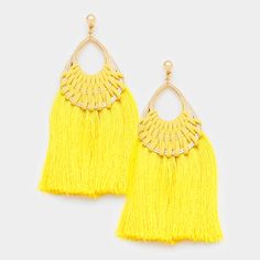 In addition to all the bling you'd ever need, L&M Bling also specializes in fun fashion earrings and earring for head shots.  Make a statement with these beautiful yellow tassel earrings #lmbling #pageantjewelry #pageantearrings #tasselearrings #longyellowearrings #funfashionearrings #headshotearrings Must Have Jewelry, Yellow Tassel Earrings, Head Shots, Vintage Studio, Yellow Earrings