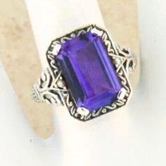 Vintage Estate 4.00 Carat Lab-Created Amethyst Filigree Ring. Freshwater Pearl Accent Stones. 925 Solid Sterling Silver. Stamped 925. Excellent Condition/Like New. Amethyst Gem, Purple Band, Filigree Ring, Pretty Rings, Multi Stone Ring, Multi Stone, Stone Rings, Beautiful Rings, Silver Fashion