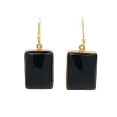 Black Onyx Cabochon Earrings, Black Onyx Jewelry, Gold Plated Earrings, Boho Earrings Jewelry, Rectangle Earrings, Gemstone Earrings, Product Details : Gemstone: Black Onyx Metal: Brass Material: Brass & Gemstone Weight: 11.25 Gram Approx Stone Size: 20 x 14 MM Approx Product Code: HE-2719 ✤✤ Made To Order ✤✤ ✤✤ Handmade Item ✤✤ Buy these beautiful earrings and give the best choice to your loved ones. ❱❱ GEMS T O N E D E T A I L ❰❰ **Gemstone structure may vary from the image as two gemstones do Elegant Black Square Jewelry, Formal Black Jewelry With Rectangular Shape, Black Rectangular Jewelry For Formal Occasions, Rectangular Onyx Gemstone Jewelry, Formal Black Rectangular Earrings, Black Rectangular Earrings For Gift, Rectangular Black Earrings For Gifts, Black Rectangular Earrings For Formal Occasions, Handmade Rectangular Earrings For Formal Occasions