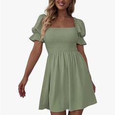 Never Worn Before Flowy Short Dress, Dresses Casual Boho, Light Green Dress, Sage Green Dress, Green Dress Casual, Sage Dress, Teen Dress, Amazon Dresses, Dress Mint