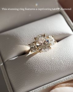 an engagement ring with three diamonds in it