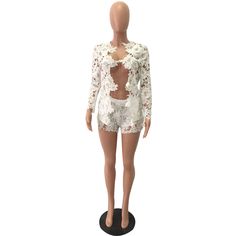 Nightclub Lace Long-sleeved Pants Suit Two-piece Long Sleeve Jumpsuits And Rompers For Summer, Summer Two-piece Long Sleeve Jumpsuits And Rompers, Two-piece Long Sleeve Jumpsuits For Summer, White Long Sleeve Jumpsuits For Night Out, Elegant Two-piece Long Sleeve Sets For Night Out, Long Sleeve Sets For Spring Night Out, Fitted Long Sleeve Sets For Date Night, Spring Long Sleeve Sets For Night Out, Spring Night Out Long Sleeve Sets