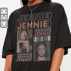 Jennie Shirt, Blackpink Shirt Pop Culture Short Sleeve Top With Slogan, Pop Culture Short Sleeve Slogan Top, Trendy Short Sleeve Fan Merchandise Top, Trendy Fan Merchandise Short Sleeve Top, Pop Culture Short Sleeve Shirt With Letter Print, Trendy Short Sleeve T-shirt For Fans, Trendy Relaxed Fit Fan Merchandise Shirt, Black Pop Culture T-shirt For Summer, Trendy Black Shirt For Fan Merchandise