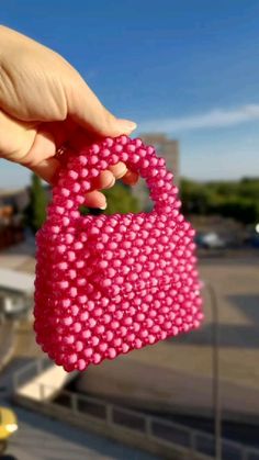 Small Pink Bag, Beads Bag, Project Board, Pink Beaded, Pink Acrylic, Beaded Bag, Pink Acrylics, Beaded Handbag, Beaded Bags