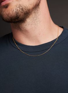 Gold THIN 1mm Cable Chain Necklace for Men Necklace WE ARE ALL SMITH Men’s Gold Necklace, Necklace For Guys, Mens Neck Chains, Male Pendant, Neck Chain For Men, Build Shoulders, Gold Neck Chain, Chain Necklace For Men, Guy Fits