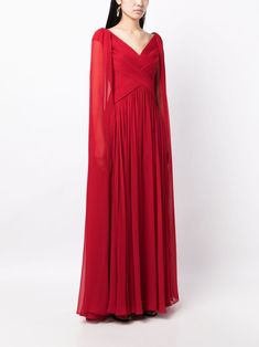 Elie Saab Gowns, Silk Cape, Gown Red, City Dress, Designer Drapes, Silk Gown, Cape Dress, Red Silk, Elie Saab