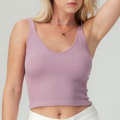 Ribbed, Knit, Scoop Neck, Cropped, Cami Tank Top In A Lavender Light Purple Color. This Tank Is Perfect For The Spring And Summer, Super Stretchy And Comfortable! 52% Viscose, 42% Nylon, & 6% Spandex Model Is Size Small Wearing Size Small Measurements: S: Chest 23" & Length 16.5" M: Chest 24" & Length 16.5" L: Chest 25" & Length 16.5" Brand New! From My Boutique! Casual Lavender Knit Tops, Lavender Knit Tops For Spring, Spring Lavender Knit Tops, Purple Ribbed Knit Tops, Leggings Activewear, Fashion Lingerie, White Cami, Sequin Tank, Sequin Tank Tops