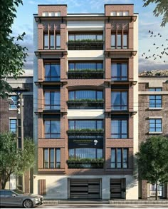 an apartment building with many windows and balconies on the second floor is shown in this artist's rendering