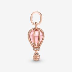 Reach new heights with the Sparkling Pink Hot Air Balloon Dangle Charm. This warm-toned charm is hand-finished in 14k rose gold plating. Beaded ropes encase a fairy tale pink crystal accented by shimmering clear cubic zirconia. The bail and base of the balloon are embellished with glittering pavé. Below, a small gondola awaits to transport you to your destination. Wear it for daily inspiration or gift it to someone who is ready for their next adventure. - Pandora Sparkling Pink Hot Air Balloon D Pink Hot Air Balloon, Pandora Armband, Charms Pandora, Bracelet Pandora, Beaded Rope, Pandora Bracelet Charms, Pandora Style, Pandora Silver, A Fairy Tale